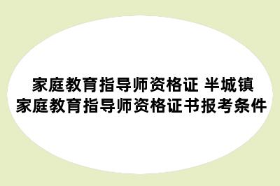 家庭教育指导师资格证 半城镇家庭教育指导师资格证书报考条件